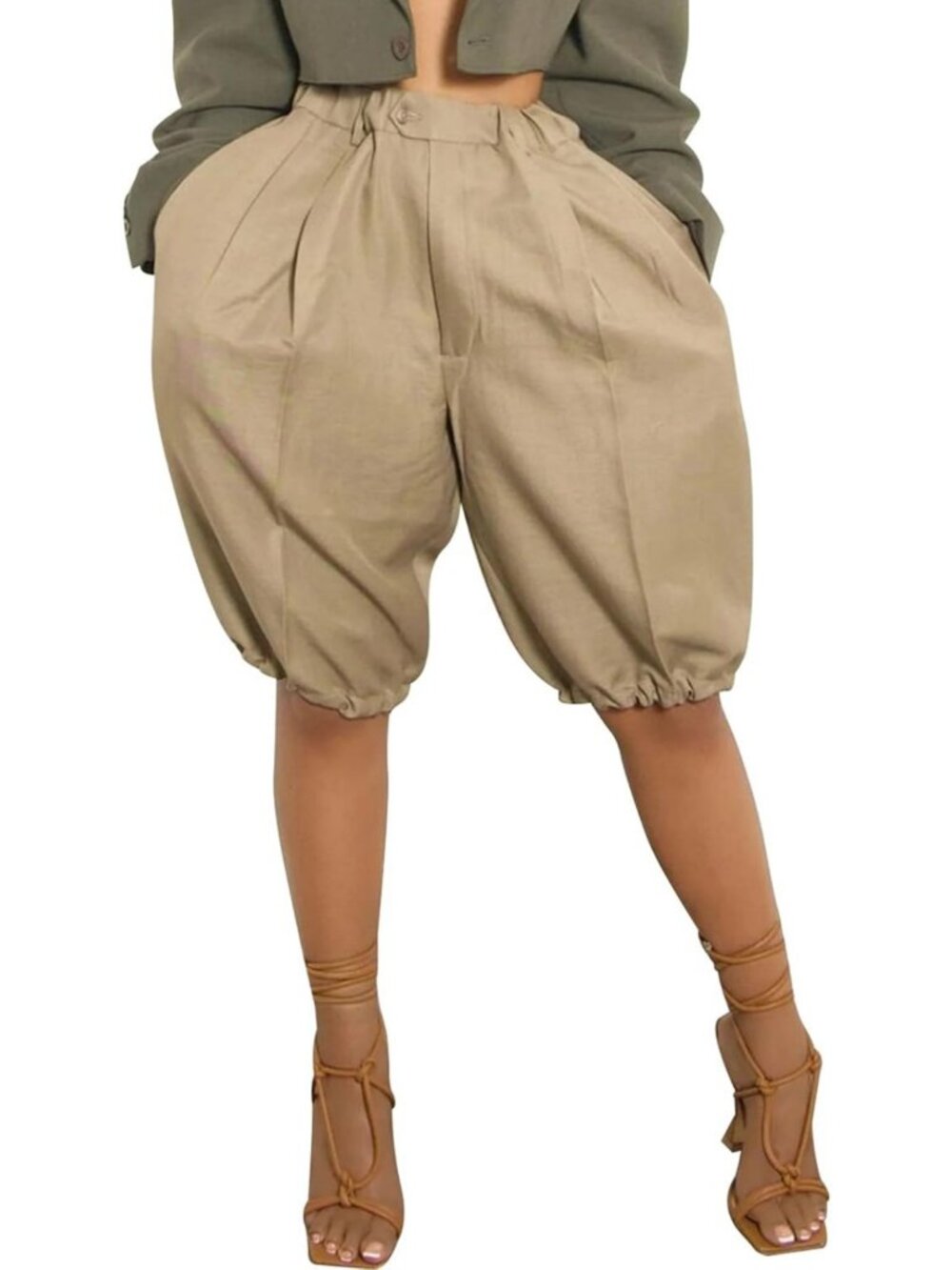 High-Waisted Bermuda Shorts for Women | Wide Leg Balloon Harem Style
